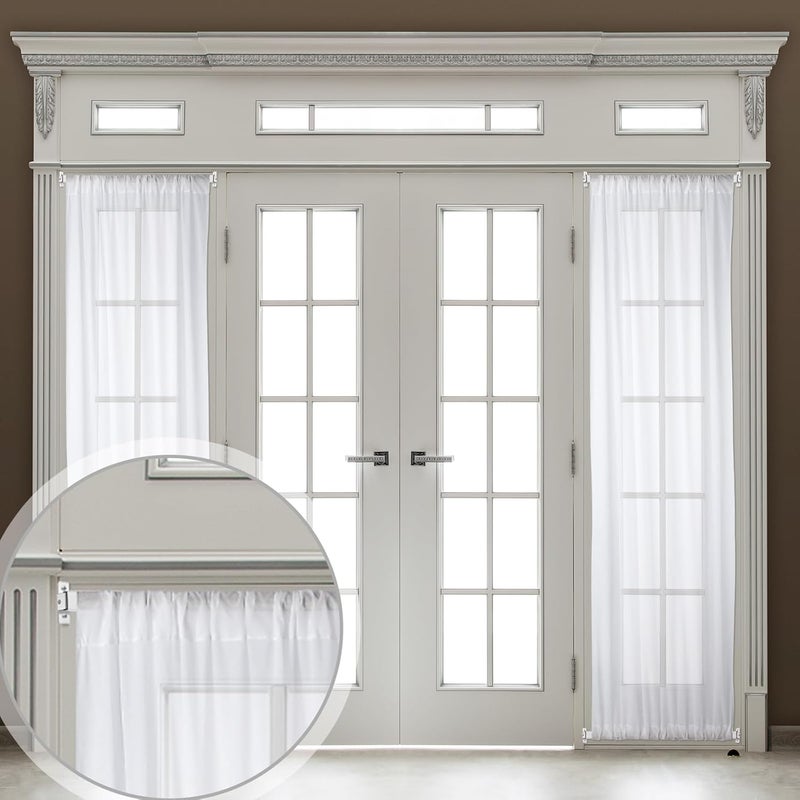 DoubleFill 4PCS sidelight curtain rods 8" - 12" flat curtain rod Sash Curtain Rods for Window Cupboard Closet - Image 4